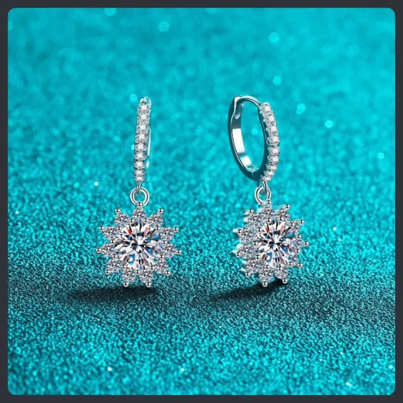 Silver Plated 316L Sunflower Pave Earrings with ZC Sparkle Main image