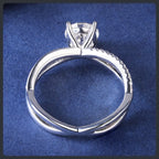 Custom Adjustable ZC Engagement Ring silver plated 316L
