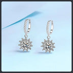 Silver Plated 316L Sunflower Pave Earrings with ZC Sparkle