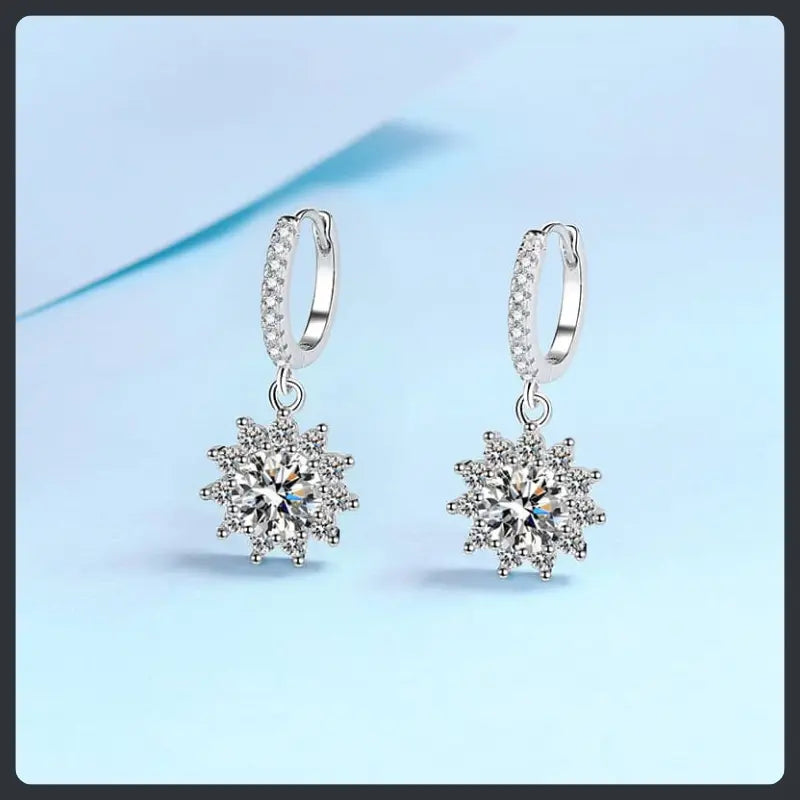 Silver Plated 316L Sunflower Pave Earrings with ZC Sparkle