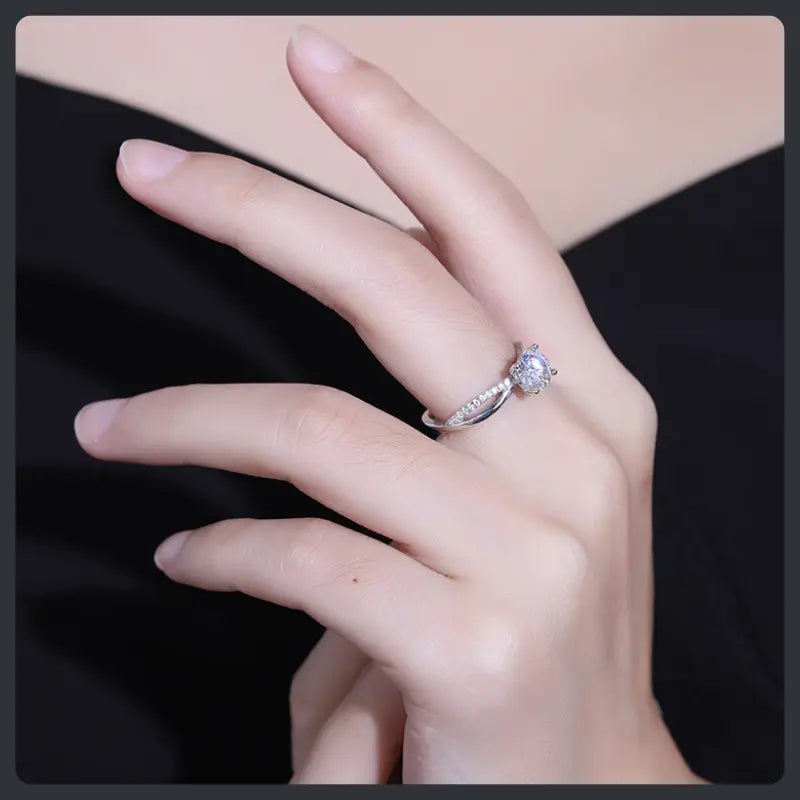 Custom Adjustable ZC Engagement Ring silver plated 316L