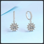 Silver Plated 316L Sunflower Pave Earrings with ZC Sparkle