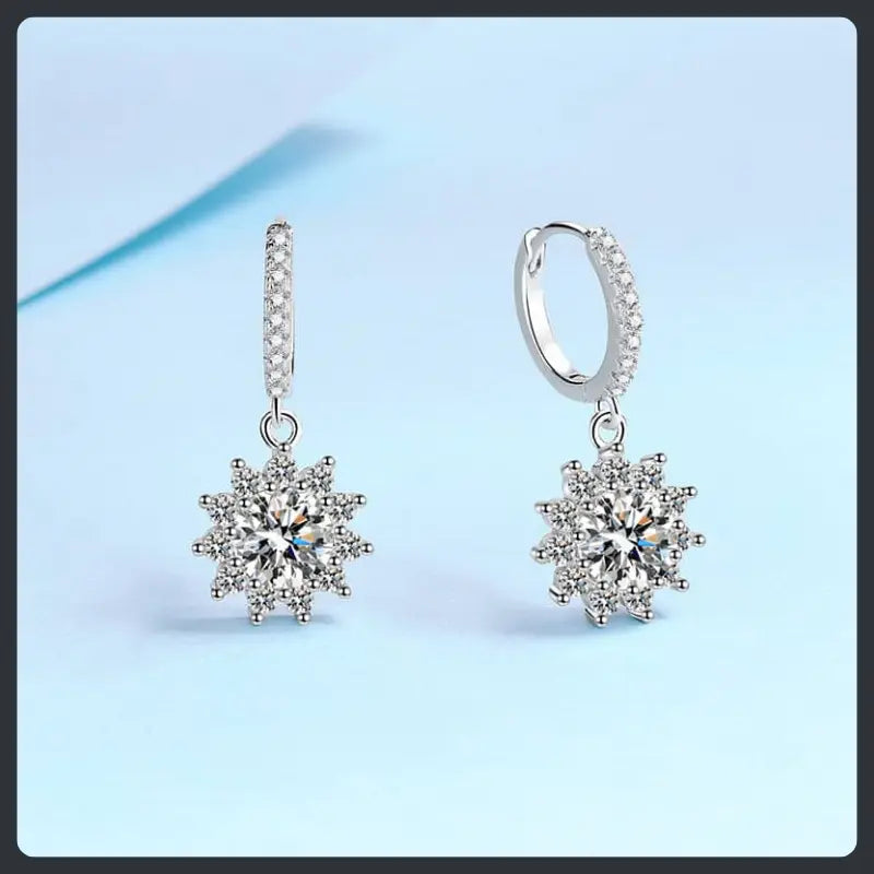 Silver Plated 316L Sunflower Pave Earrings with ZC Sparkle