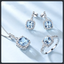 Sky Blue ZC Jewelry Set sterling silver 925 plated 316L