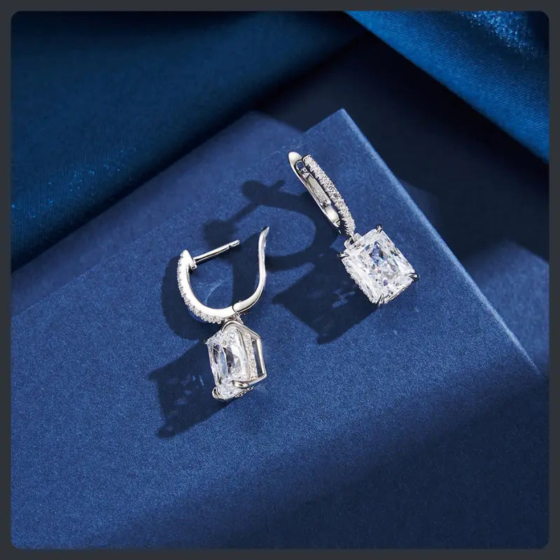 Silver Plated 316L Square Cut Stud Earrings with ZC Shine