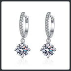 Silver Plated 316L Drop Earrings with ZC Four‑Claw Accents