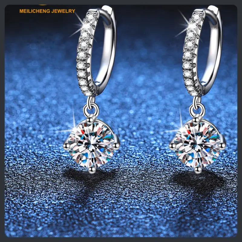 Silver Plated 316L Drop Earrings with ZC Four‑Claw Accents Main image