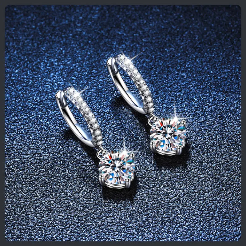 Silver Plated 316L Drop Earrings with ZC Four‑Claw Accents Secondary image