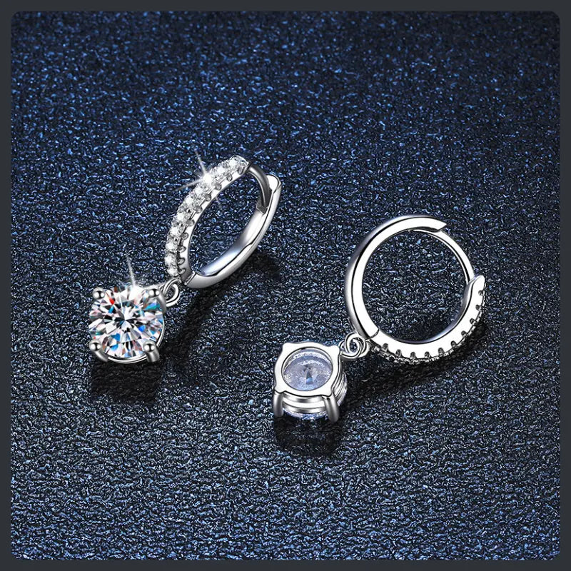 Silver Plated 316L Drop Earrings with ZC Four‑Claw Accents