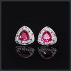 Silver Plated 316L Triangle Stud Earrings with ZC Accent