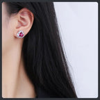 Silver Plated 316L Triangle Stud Earrings with ZC Accent