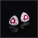 Silver Plated 316L Triangle Stud Earrings with ZC Accent