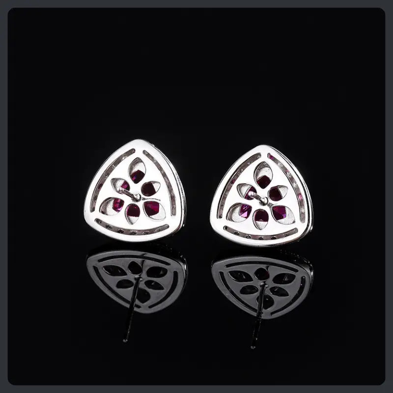 Silver Plated 316L Triangle Stud Earrings with ZC Accent Secondary image