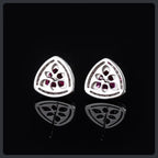 Silver Plated 316L Triangle Stud Earrings with ZC Accent