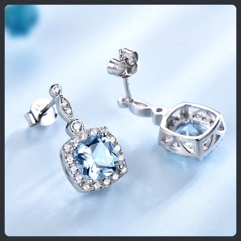 Sky Blue ZC Jewelry Set sterling silver 925 plated 316L