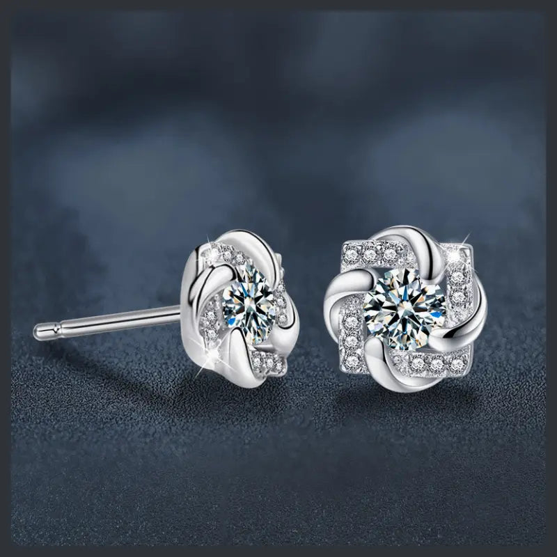 Windmill Halo ZC Stud Earrings sterling silver 925 plated 316L Secondary image