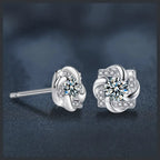 Windmill Halo ZC Stud Earrings sterling silver 925 plated 316L