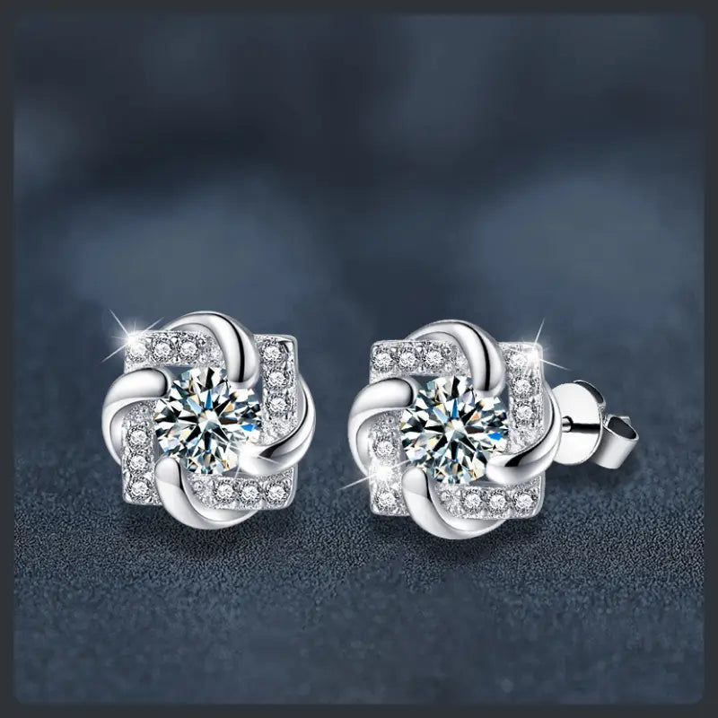 Windmill Halo ZC Stud Earrings sterling silver 925 plated 316L