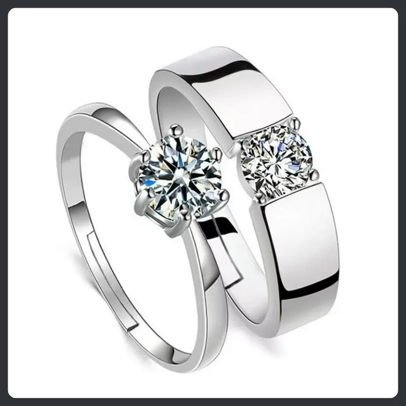 Adjustable Couple ZC Rings silver plated 316L