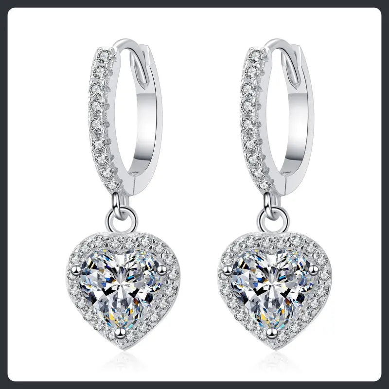 Heart ZC Drop Huggie Earrings sterling silver 925 plated 316L