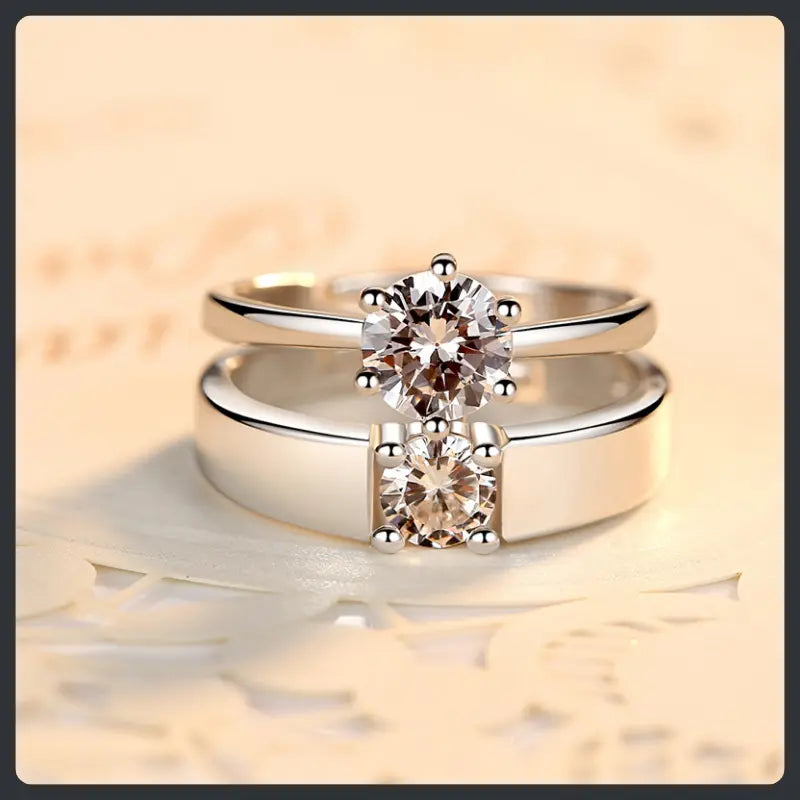 Adjustable Couple ZC Rings silver plated 316L Main image
