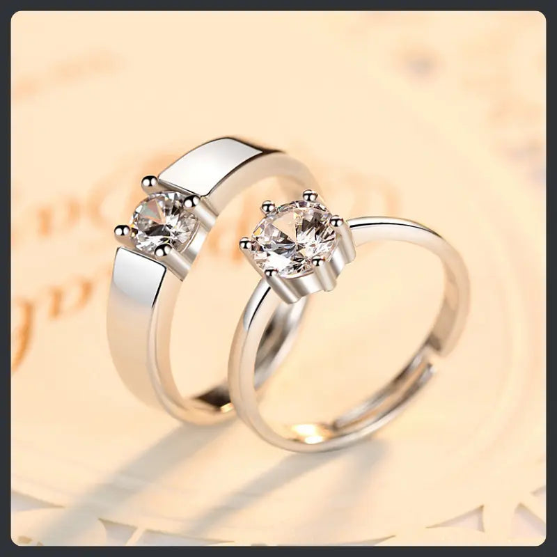 Adjustable Couple ZC Rings silver plated 316L