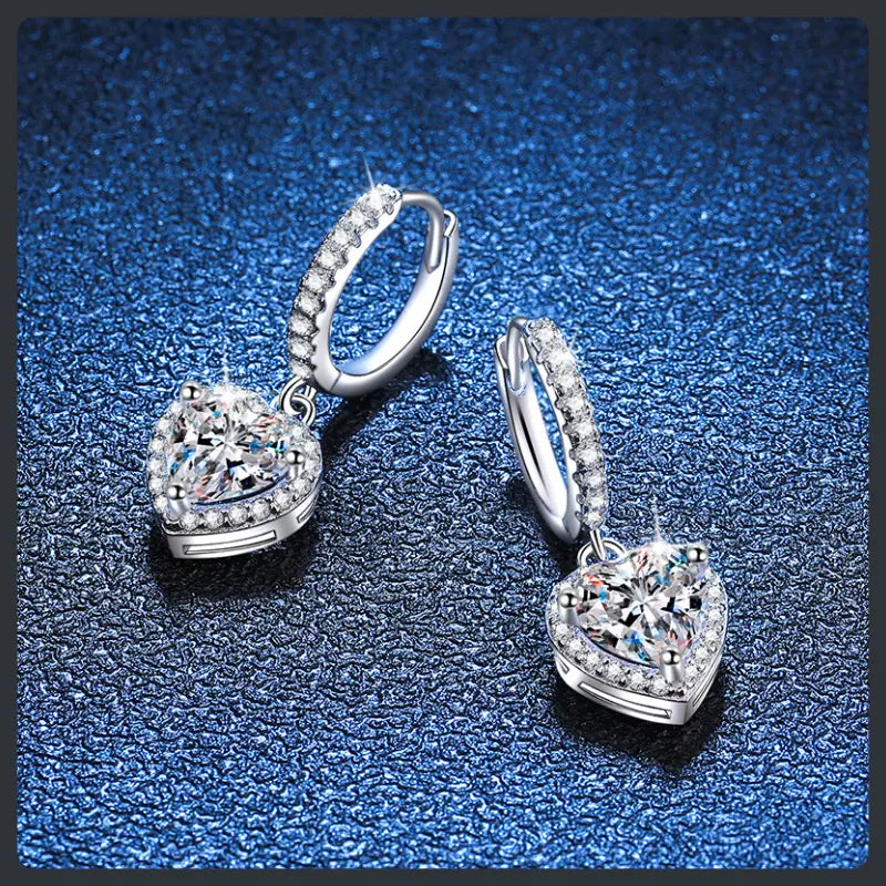 Heart ZC Drop Huggie Earrings sterling silver 925 plated 316L