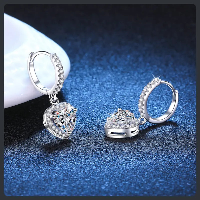 Heart ZC Drop Huggie Earrings sterling silver 925 plated 316L