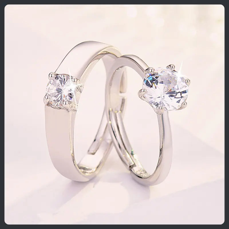 Adjustable Couple ZC Rings silver plated 316L