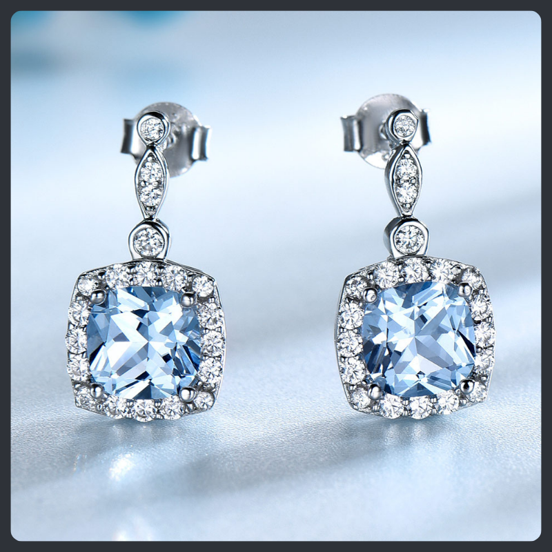 Sky Blue ZC Jewelry Set sterling silver 925 plated 316L