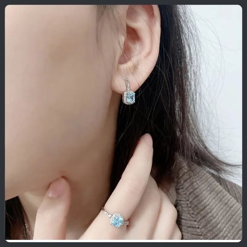 Sky Blue ZC Jewelry Set silver plated 316L