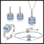 Sky Blue ZC Jewelry Set silver plated 316L