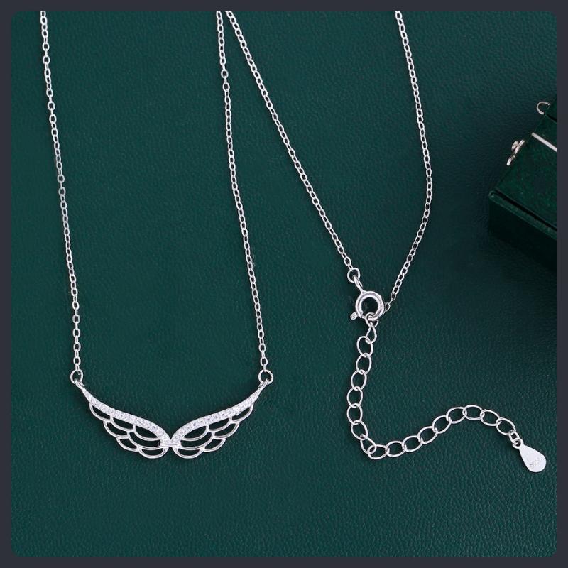 Angel Wings ZC Pendant Necklace sterling silver 925 plated 316L