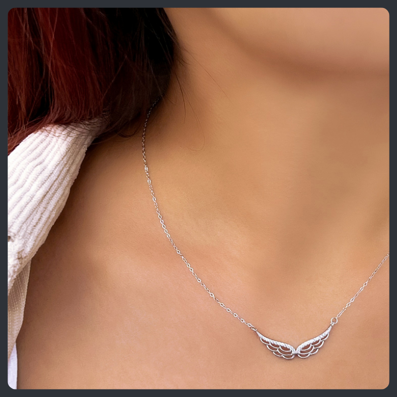Angel Wings ZC Pendant Necklace sterling silver 925 plated 316L