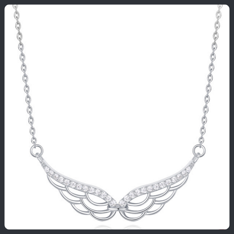 Angel Wings ZC Pendant Necklace sterling silver 925 plated 316L