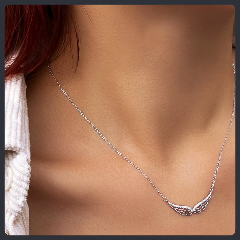 Angel Wings ZC Pendant Necklace sterling silver 925 plated 316L