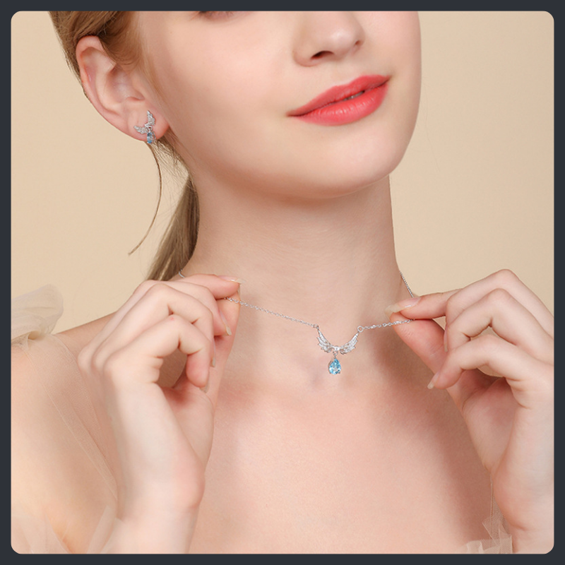 Wings of Angel ZC Pendant Necklace sterling silver 925 plated 316L