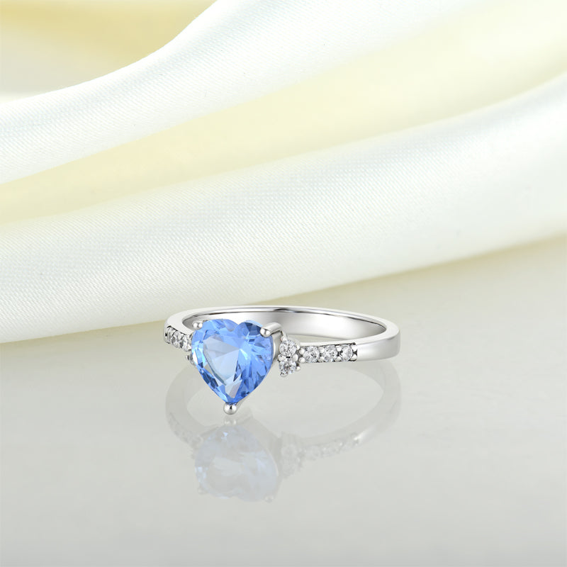 Blue Heart ZC Ring sterling silver 925 plated 316L