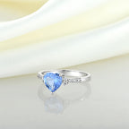 Blue Heart ZC Ring sterling silver 925 plated 316L
