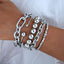Cross-Border European and American New Products Ins Geometric Exaggerated Thick Chain Ball Bead Bracelet Punk Style Bracelet 5-Piece Set of Hand Jewelry