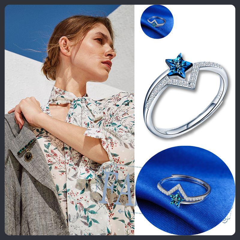 Adjustable Star ZC Ring sterling silver 925 plated 316L