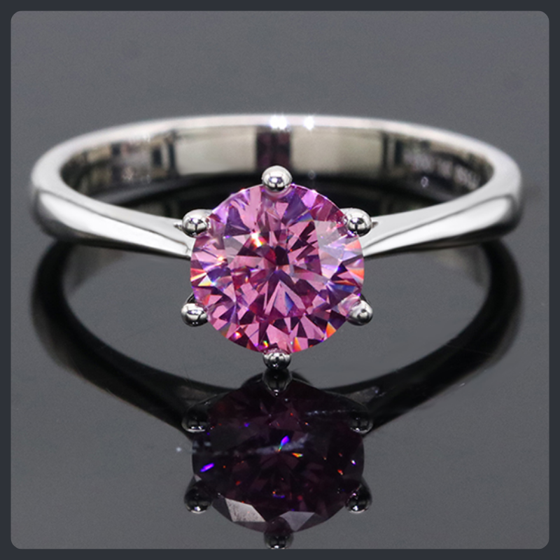 Romantic Pink Round ZC Ring sterling silver 925 plated 316L